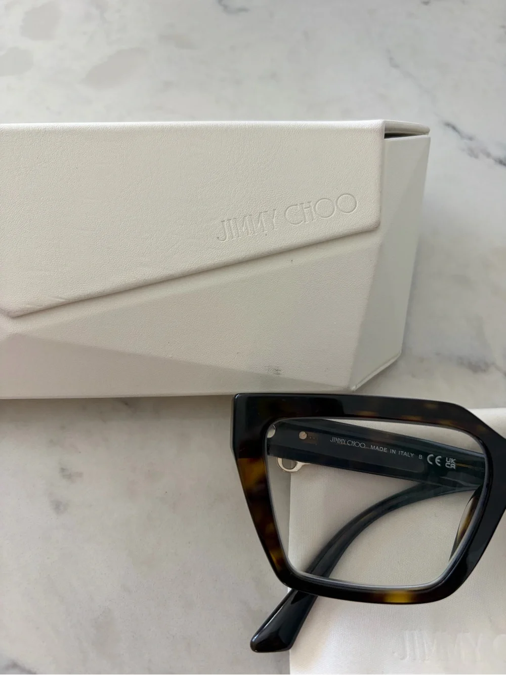 Jimmy Choo Women's Tortoiseshell Cat-Eye Glasses with Gold Accents